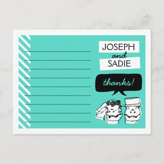 Retro Raptors Wedding Thank You Card Briefkaart (Voorkant)