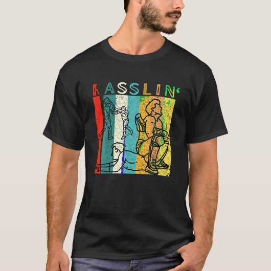 Retro  Rasslin Pro Wrestling Fan T Shirt (Voorkant)