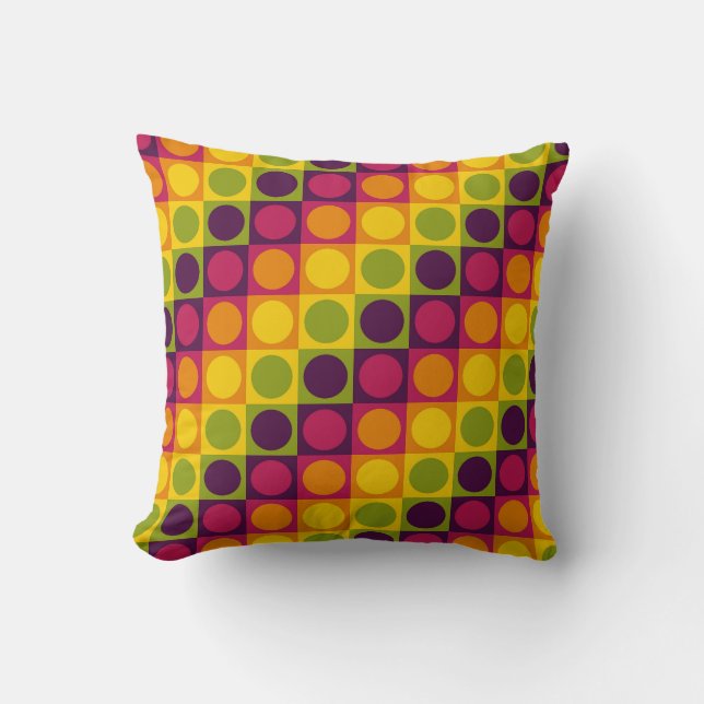 Retro Raster Polka Speelgoed Kussen (Voorkant)