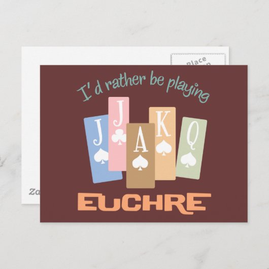 Retro Rather Play Euchre Briefkaart (Voorkant / Achterkant)