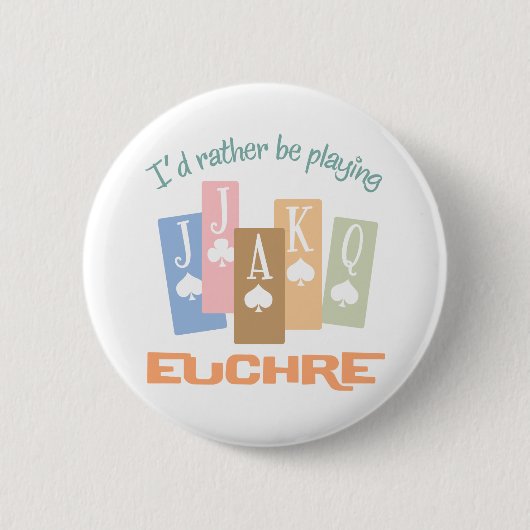 Retro Rather Play Euchre Ronde Button 5,7 Cm (Voorkant)