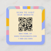 Retro  Rays QR Code Abstract Trendy Vierkante Visitekaartje (Achterkant)