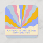 Retro Rays QR Code Abstract Trendy Vierkante Visitekaartje (Voorkant)
