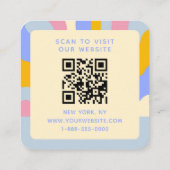 Retro Rays QR Code Abstract Trendy Vierkante Visitekaartje (Achterkant)