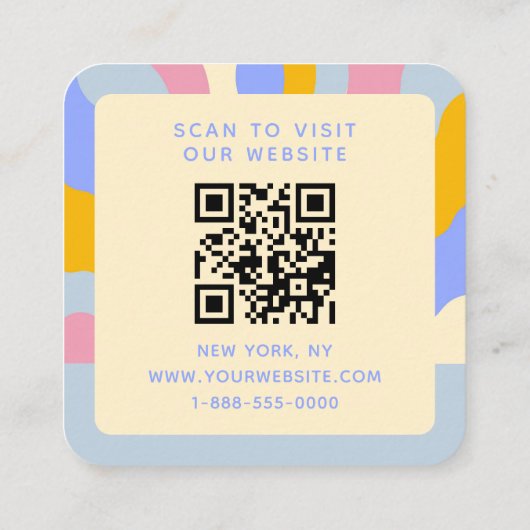Retro Rays QR Code Abstract Trendy Vierkante Visitekaartje (Achterkant)