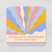 Retro  Rays QR Code Abstract Trendy Vierkante Visitekaartje (Voorkant)