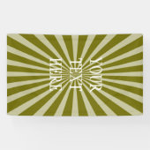 Retro Rays wit transparant + uw idee Spandoek (Horizontaal)