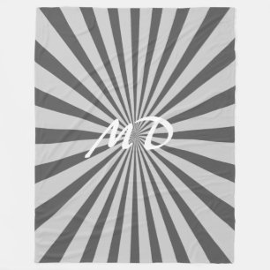 Retro Rays zwart transparant + uw idee Fleece Deken