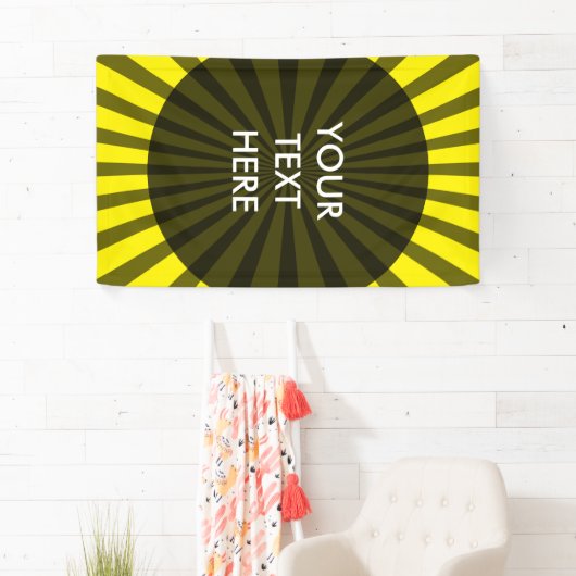 Retro Rays zwart transparant + uw idee Spandoek (Insitu)