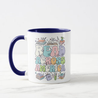 Retro Read Across America Pastelkleurige Boekliefh Mok