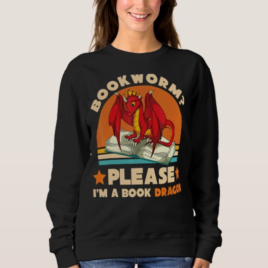 Retro Reading Bookworm a be i a Book Dragon Trui (Voorkant)