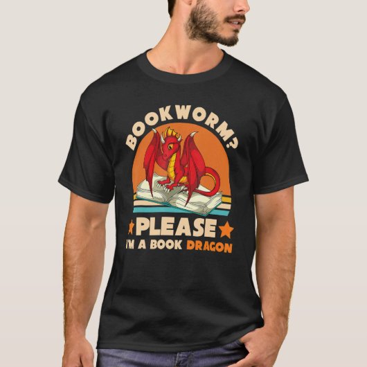 Retro Reading Bookworm Please Im A Book Dragon T-shirt (Voorkant)