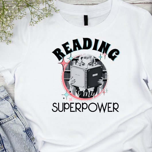 Retro  Reading is mijn Superpower-boekenwurm T-shirt