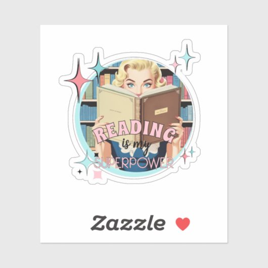 Retro Reading is mijn Superpower Bookish Sticker (Vel)