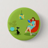 Retro Reading Woman Button (Voorkant)