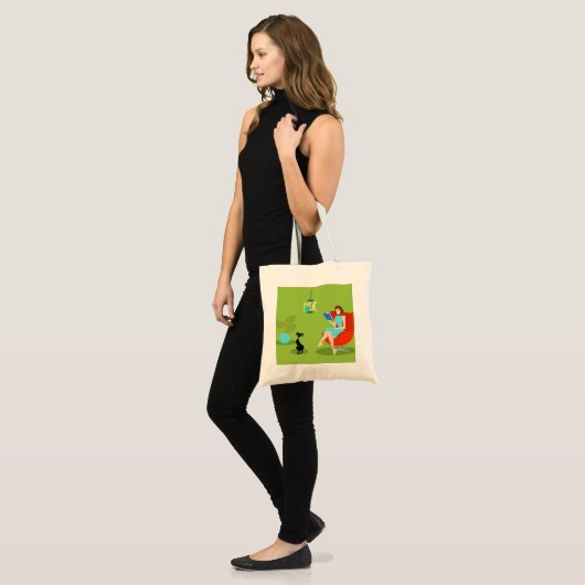 Retro Reading Woman Canvas tas (Voorkant (model))