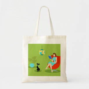Retro Reading Woman Canvas tas