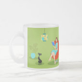 Retro Reading Woman Frosted Glass Mok (Links)