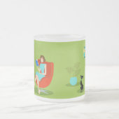 Retro Reading Woman Frosted Glass Mok (Center)