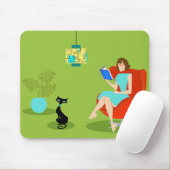 Retro Reading Woman Mousepad Muismat (Met muis)