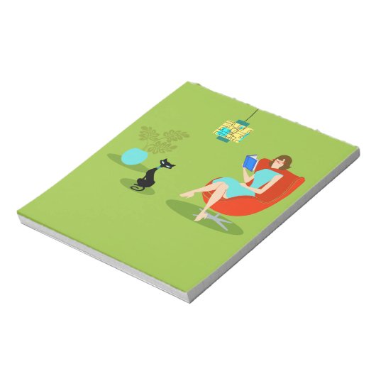 Retro Reading Woman Notitieblok (Linkerzijde)