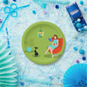 Retro Reading Woman Paper Bord (Feest)