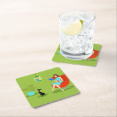 Retro Reading Woman Paper Onderzetter (Insitu)