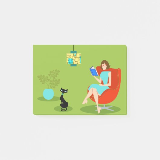 Retro Reading Woman Post-it Notes (Voorkant)