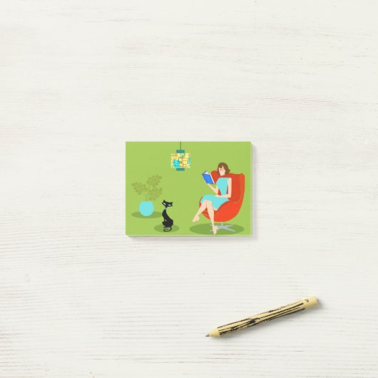 Retro Reading Woman Post-it Notes (Op bureau)