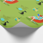 Retro Reading Woman Wrapping Paper Cadeaupapier (Hoek)
