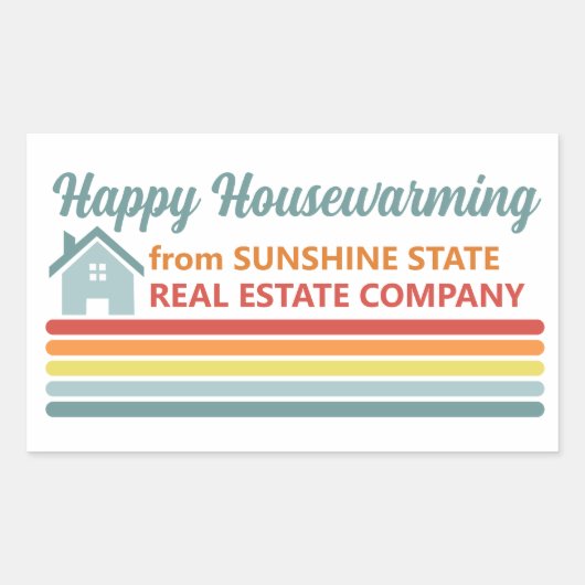 Retro Real Estate Company House Marketing Rechthoekige Sticker (Voorkant)