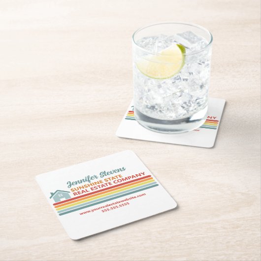 Retro Real Estate Company Open House Marketing Kartonnen Onderzetters (Insitu)