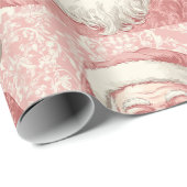 Retro Realistisch Santa Claus Roze Patroon Cadeaupapier (Rol Hoek)