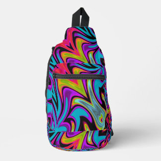Retro Recap Blue Cosmic Swirl Sling Bag