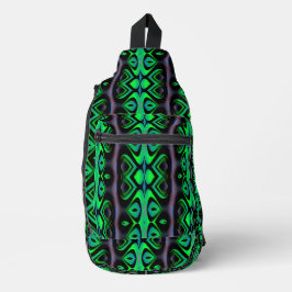 Retro Recap Island Totem Green Print Cut Naaizak Sling Bag