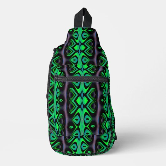 Retro Recap Island Totem Green Print Cut Naaizak Sling Bag (Voorkant)