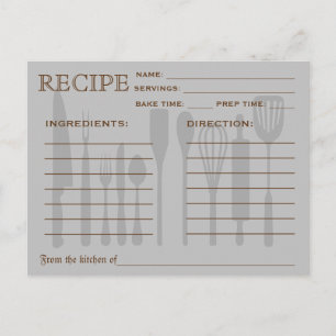Retro recept kaart Keuken gereedschap Gestreepte