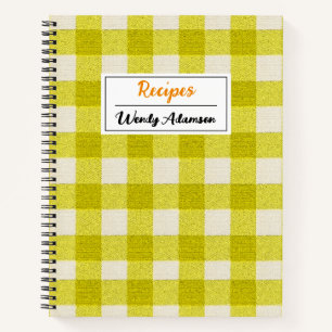 Retro Receptenboek. Gele Gingham Plaid Notitieboek