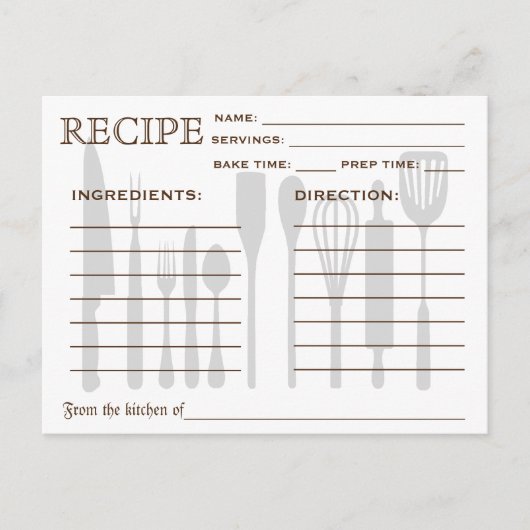 Retro receptkaart Keukengereedschap Gestreepte Briefkaart (Voorkant)