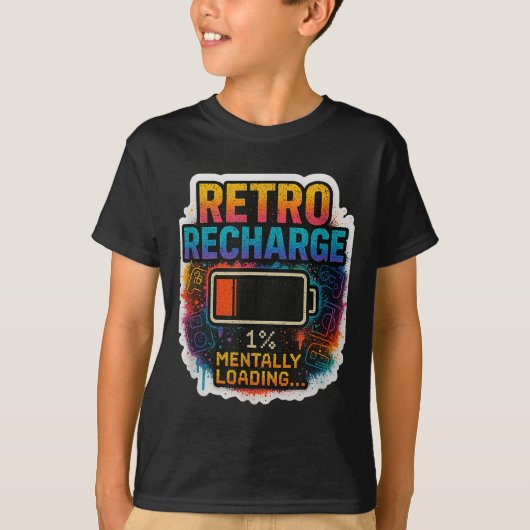 “retro Recharge – Mentally Loading…” T-shirt (Voorkant)