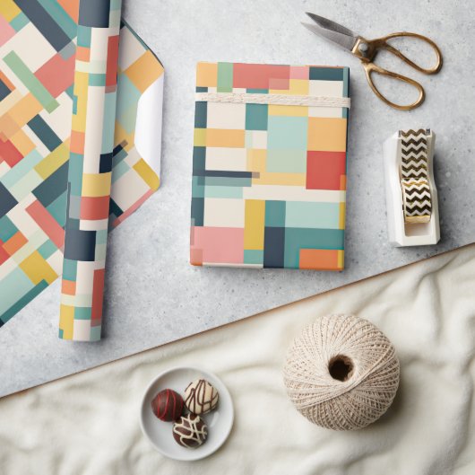 Retro rechthoeken Abstract Mid Century Modern Cadeaupapier (Crafts)