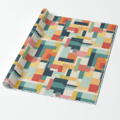 Retro rechthoeken Abstract Mid Century Modern Cadeaupapier (Uitgerold)