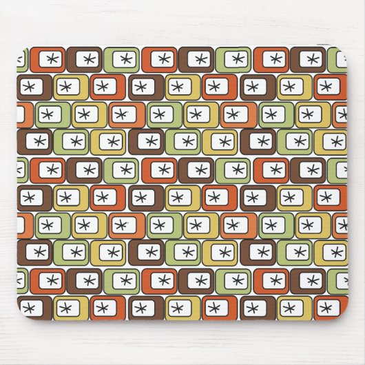 Retro Rechthoeken met Starbursts Muismat (Voorkant)