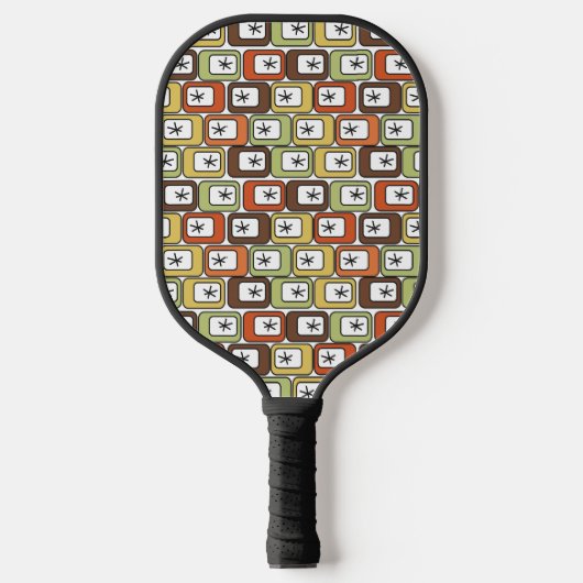 Retro Rechthoeken met Starbursts Pickleball Paddle (Voorkant)