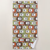 Retro Rechthoeken met Starbursts Strandlaken (Voorkant)