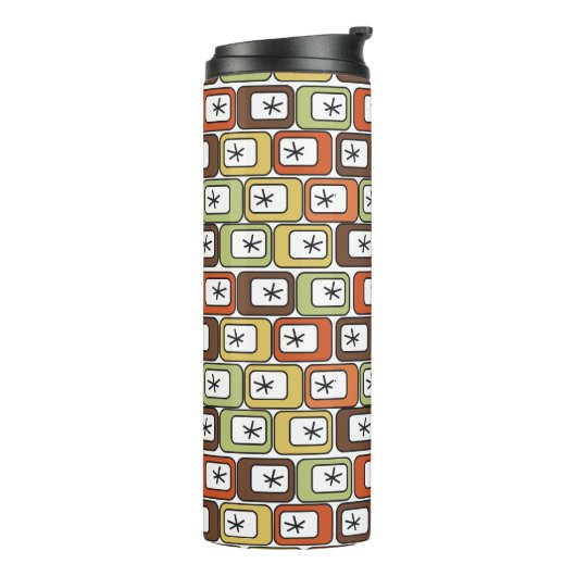 Retro Rechthoeken met Starbursts Thermosbeker (Gedraaid links)