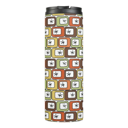 Retro Rechthoeken met Starbursts Thermosbeker (Achterkant)
