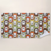 Retro Rechthoeken met Sterrenexplosies  Strandlaken (Voorkant)