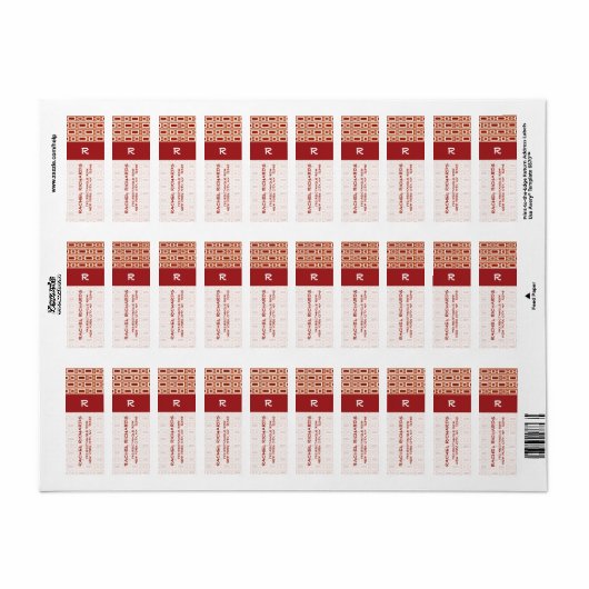 Retro Rechthoeken Retroadreslabel - Rood Etiket (Full Sheet)