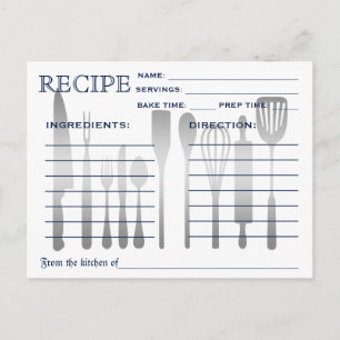 Retro Recipcard Blue Striped Briefkaart